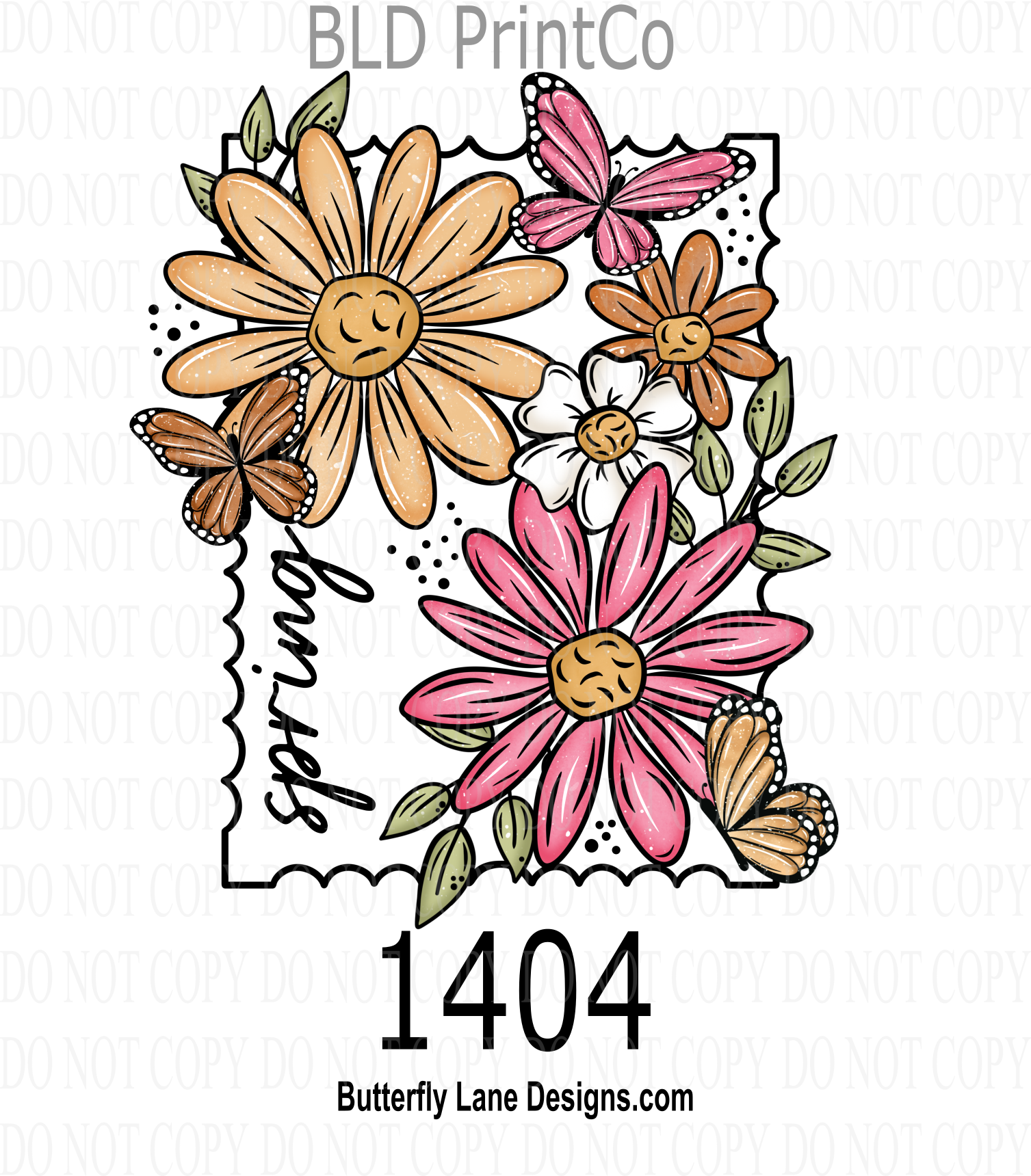 D1404 Spring Stamp Floral – Butterfly Lane Designs
