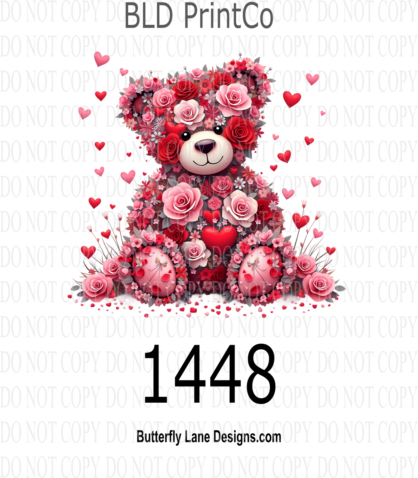 D1448 Teddy bear with red flowers