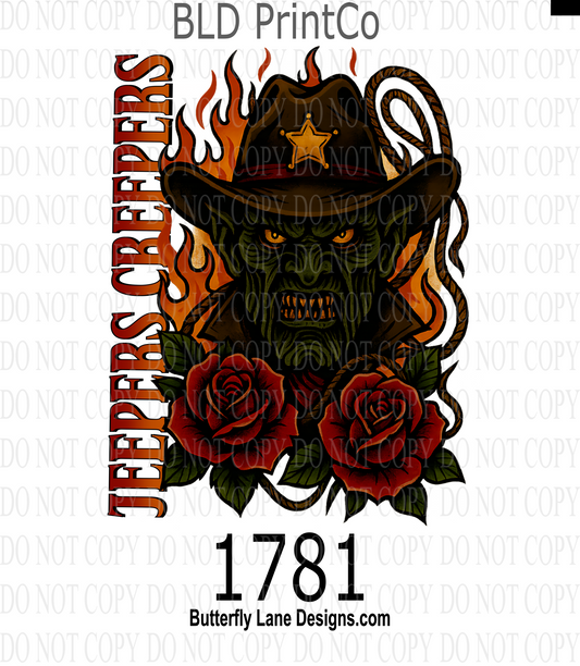 D1781 Jeepers Creepers Halloween cowboy