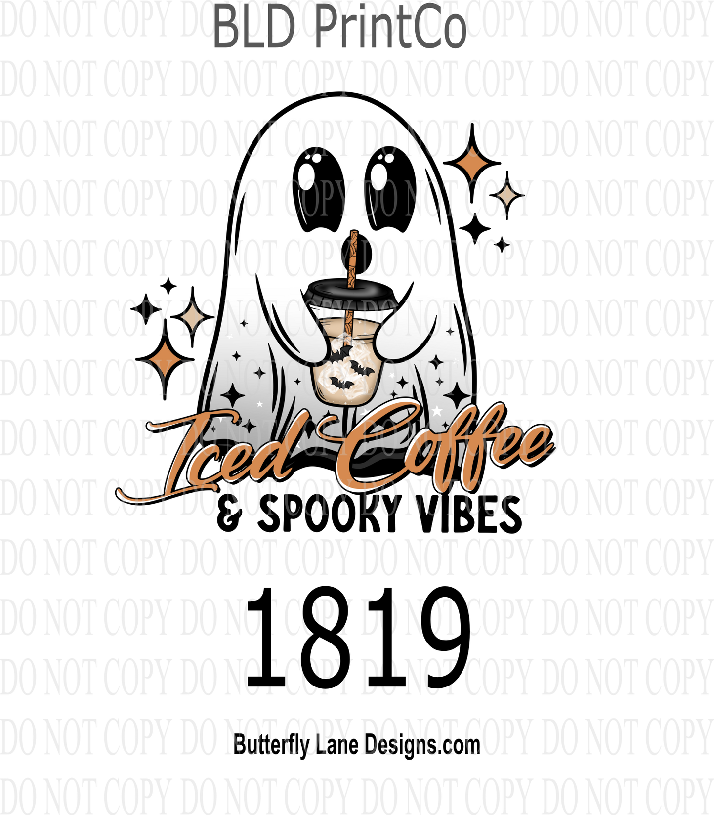 D1819 Iced Coffee Ghostie Black Text