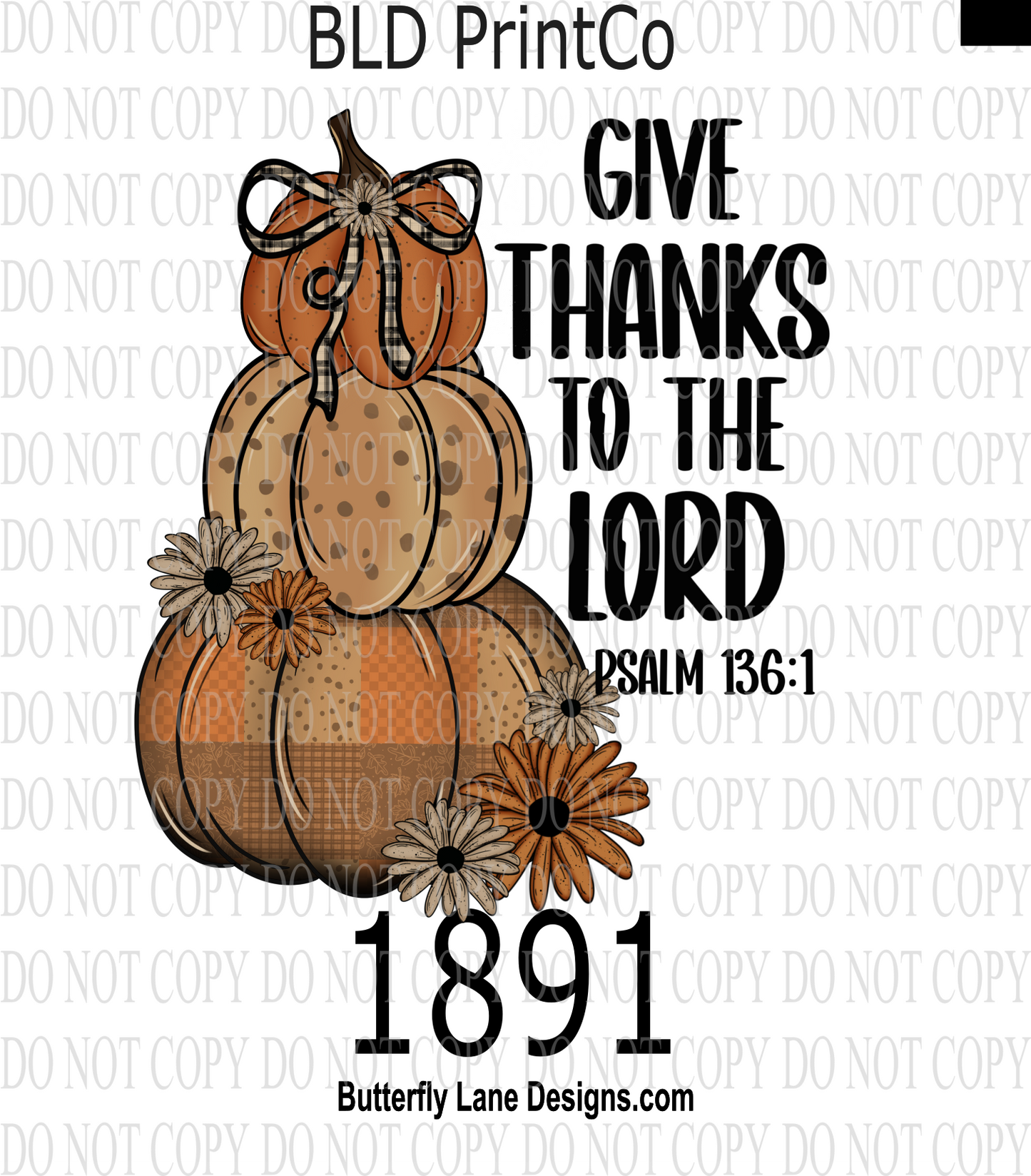 D1891 Give Thanks to the Lord-Hand drawn