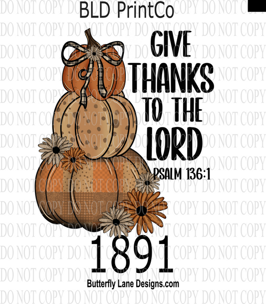 D1891 Give Thanks to the Lord-Hand drawn