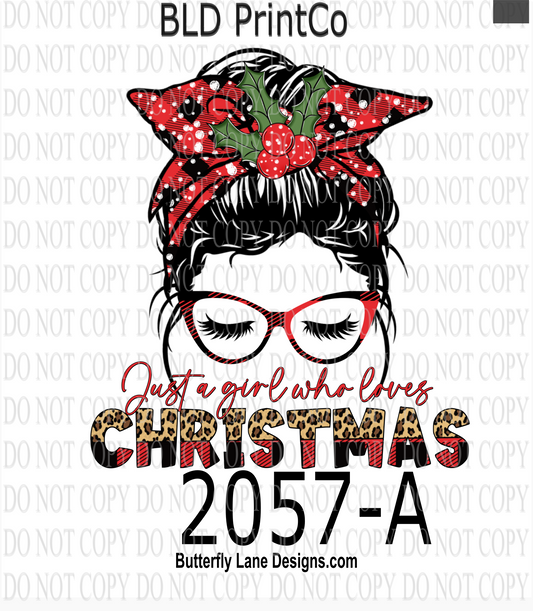 D2057-A Just a girl who loves Christmas-Messy Bun- Font A- BLD