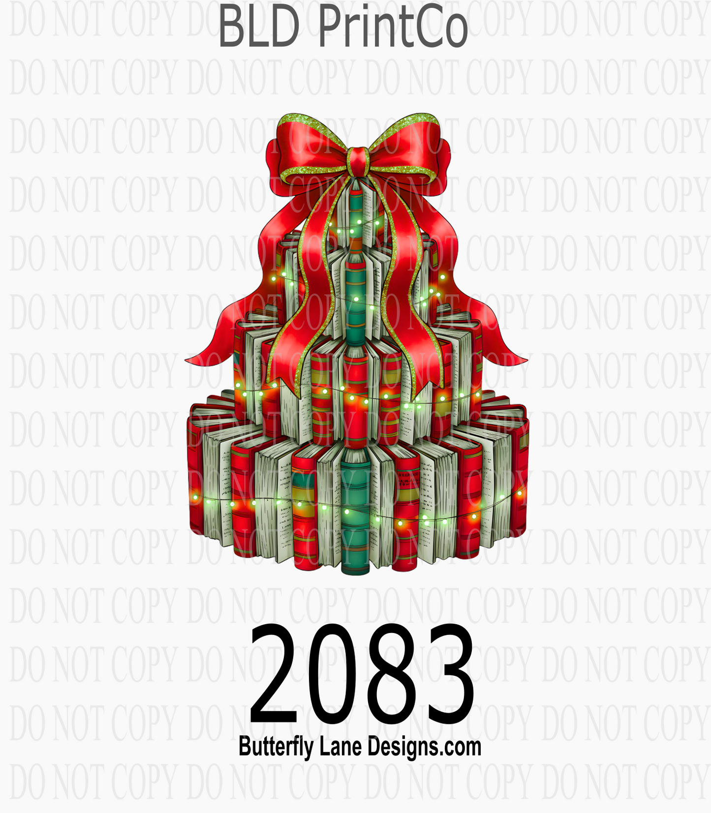 D2083 Christmas Book Tree Retro Christmas Reading