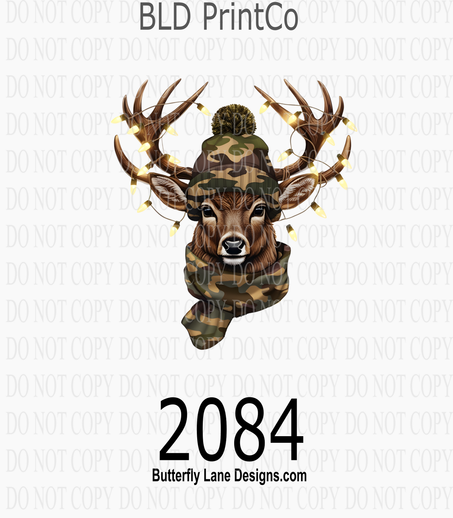 D2084 Christmas Camo Hunting Reindeer WM