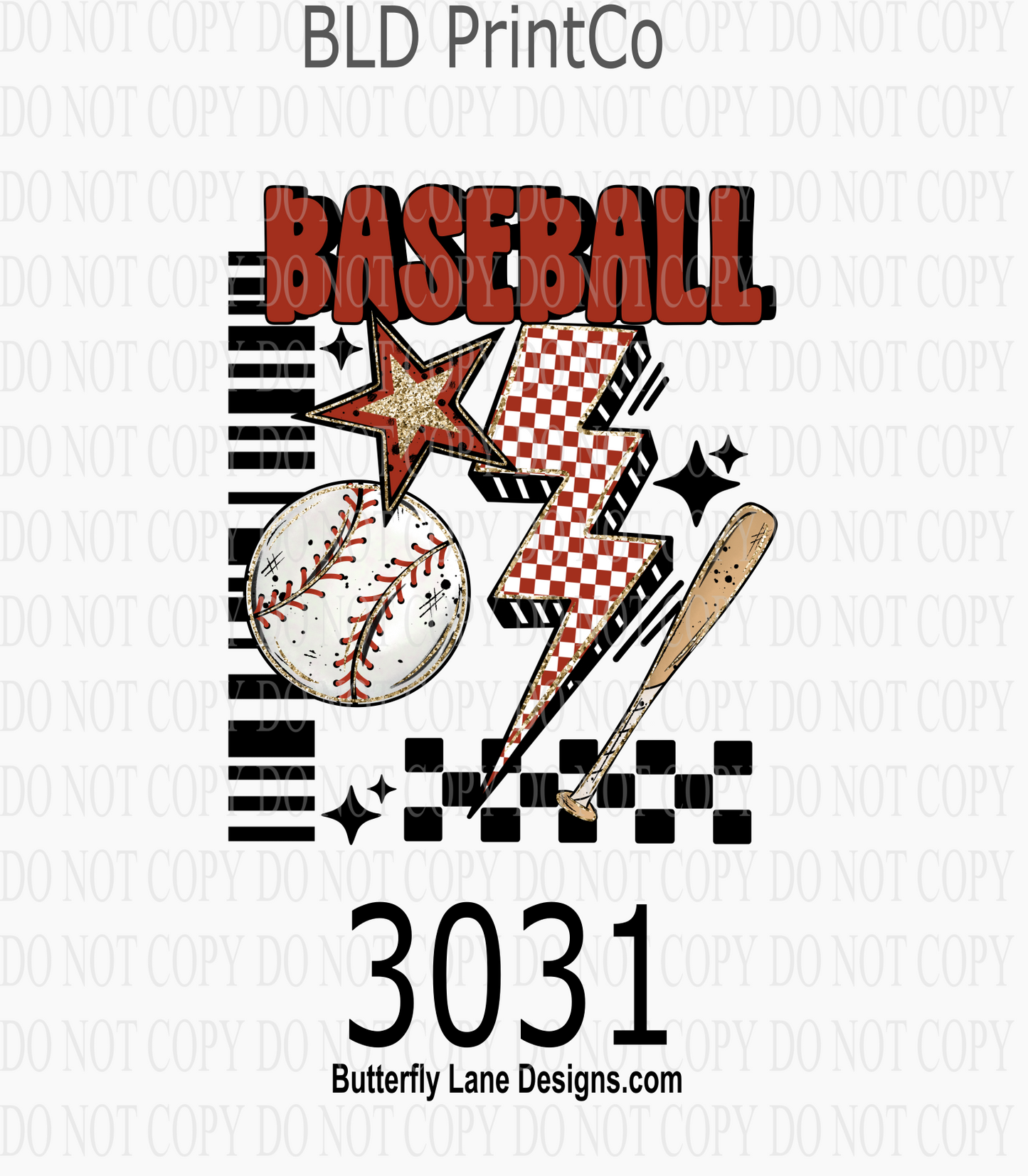 Baseball Season | Sports Lightning Bolt & Star | D3031