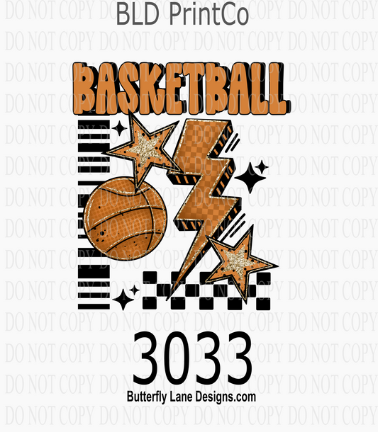 Basketball Season | Sports Lightning Bolt & Star | D3033