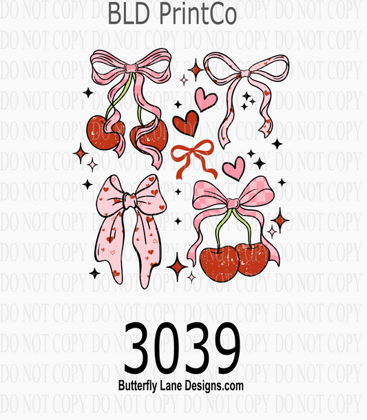 Cherry Bow Collage | Coquette Aesthetic & Pink Hearts | D3039