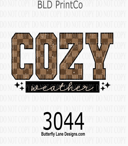 Cozy Weather | Brown Checkerboard Block Lettering | D3044