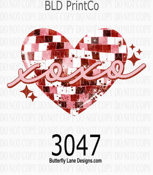 Disco Heart XOXO | Pink & Red Valentine Disco Ball Heart | D3047