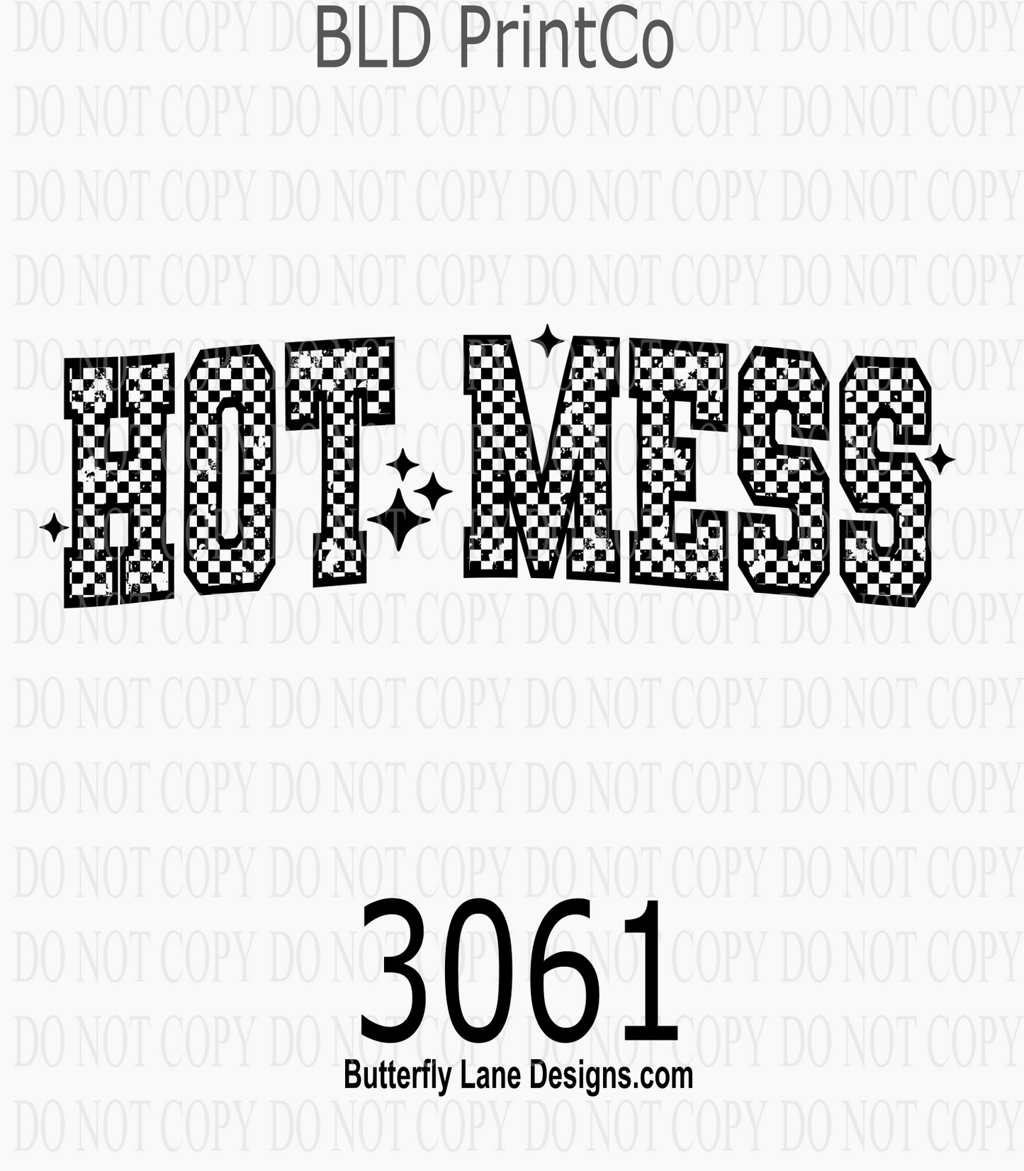 Hot Mess | Checkered Pattern & Sparkles | D3061