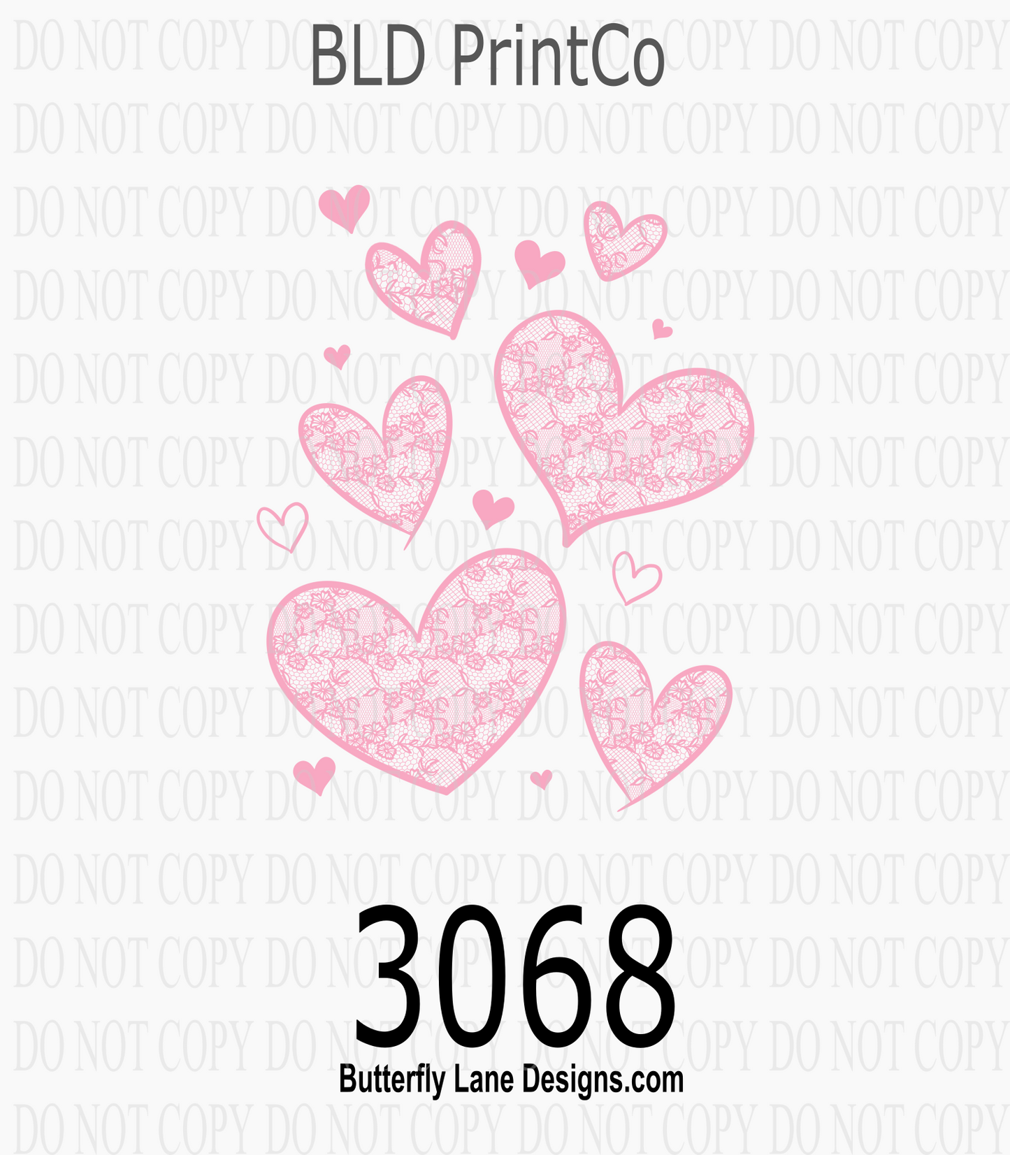 Lace Hearts-Pink | Intricate Floral Lace Pattern | D3068