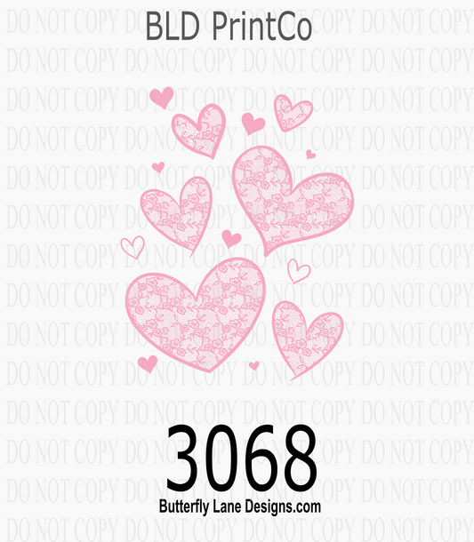 Lace Hearts-Pink | Intricate Floral Lace Pattern | D3068