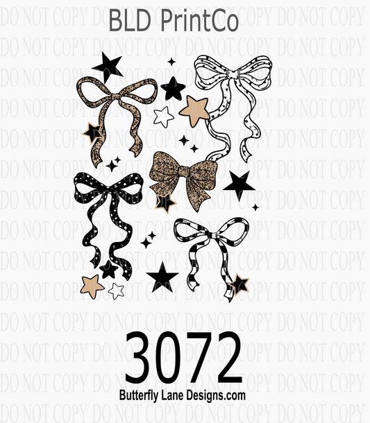 Leopard Bows | Leopard Print & Stars Collage | D3072