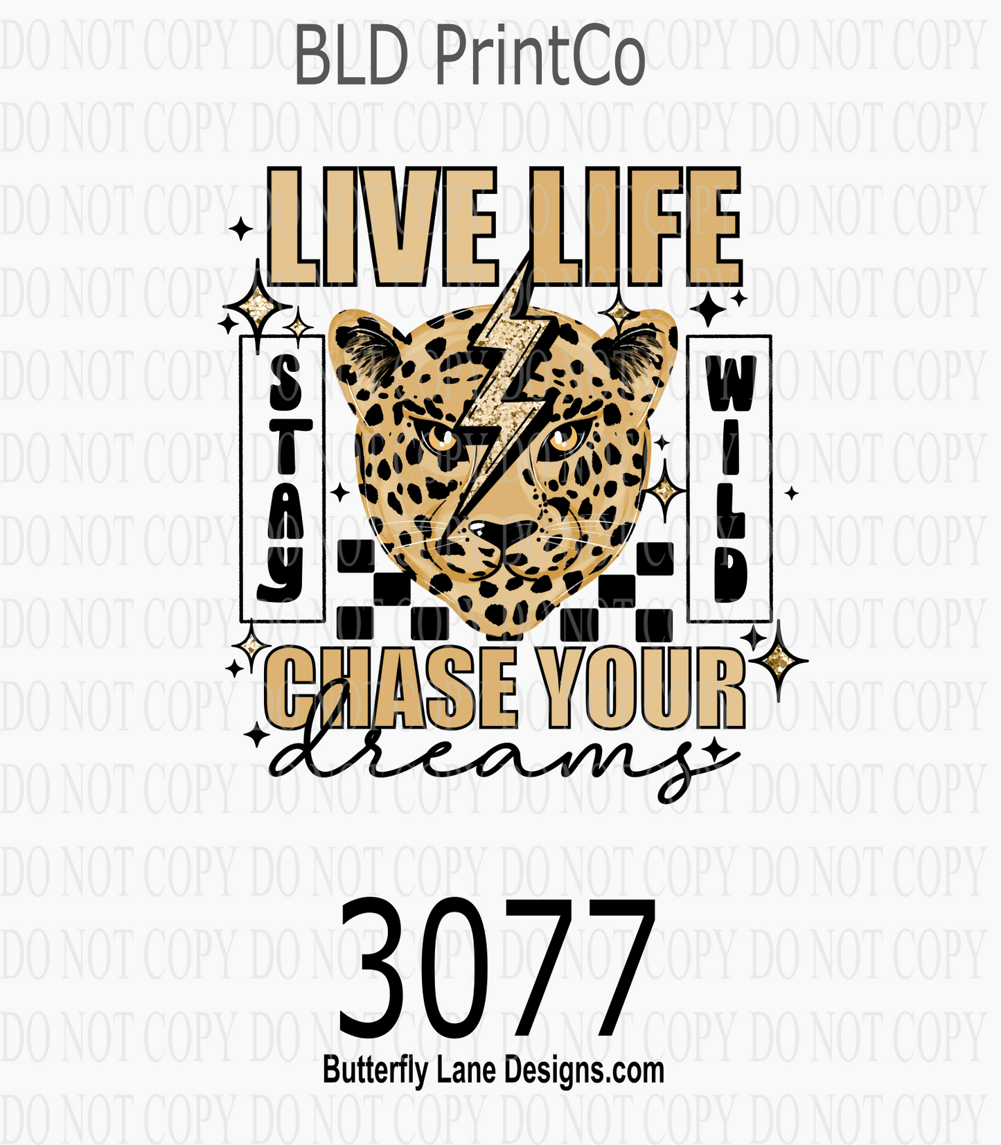 Stay Wild Chase Your Dreams Leopard & Lightning Bolt | D3077
