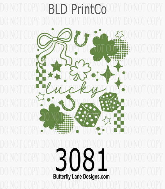 St. Paddy’s | Lucky Icons Collage Single Color Green | D3081