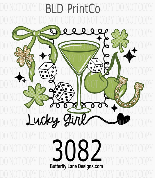 St. Paddy’s | Lucky Girl Martini & Glitter Horseshoe Collage | D3082