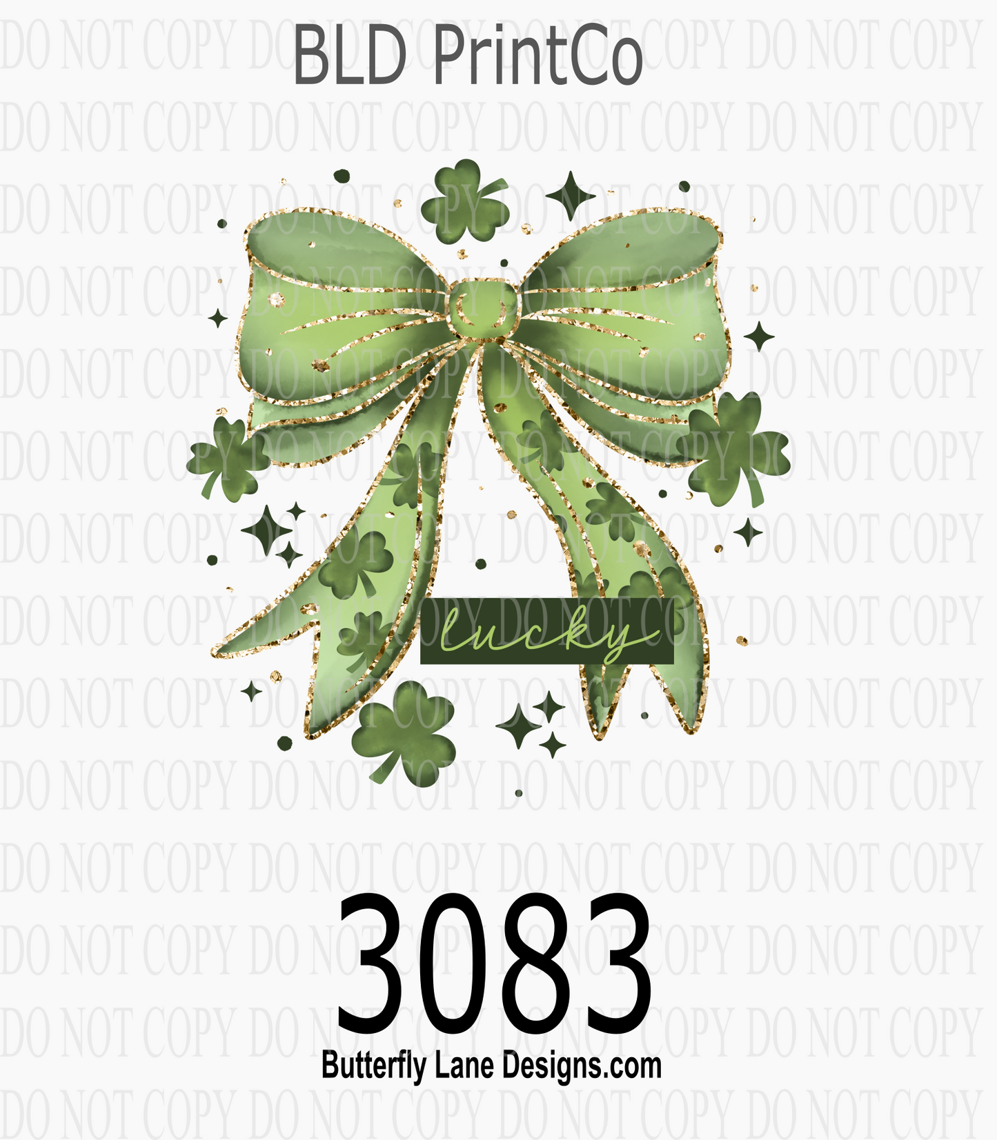 St. Paddy’s | Lucky Glitter Stars & Green Watercolor Bow | D3083