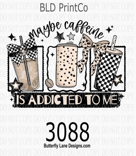 Caffeine Addict | Iced Coffee, Leopard Bow & Checkered Tumblers | D3088