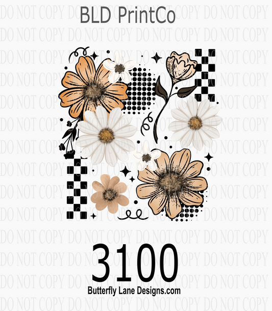 Floral Pattern | Checkered & Dotted Wildflowers | D3100