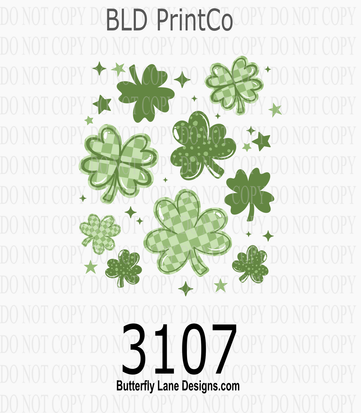 St. Patrick’s Day | Green Shamrock & Checkered Clover Collage | D3107