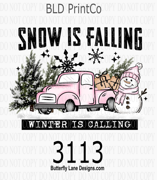 Winter | Pink Truck & Snowman Snow Is Falling | D3113
