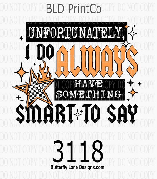 Sarcastic Smart To Say | Retro Black & Orange Typography | D3118