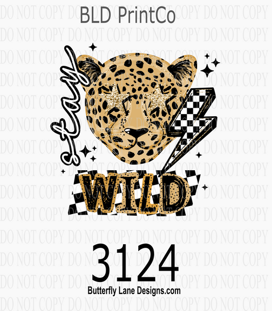 Stay Wild Leopard | Glitter Star Eyes & Checkered Bolt | D3124