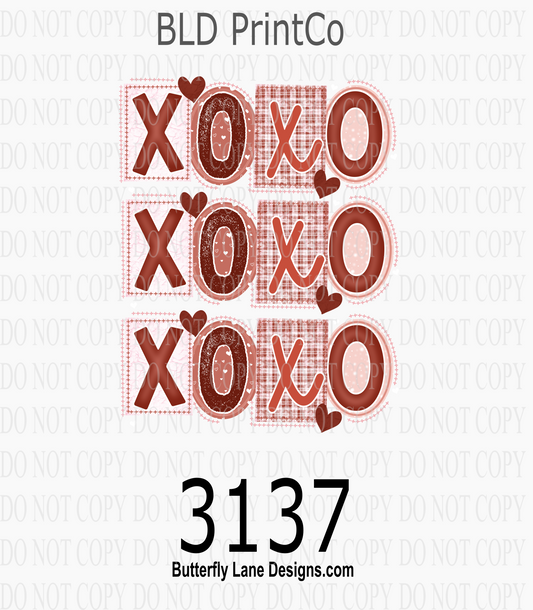 Retro Valentine XOXO | Stacked Mixed Fonts & Glitter Hearts | D3137