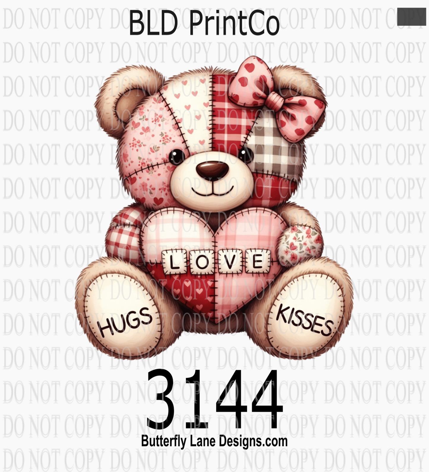 D3144 Love_hugs & Kisses-Bear patchwork