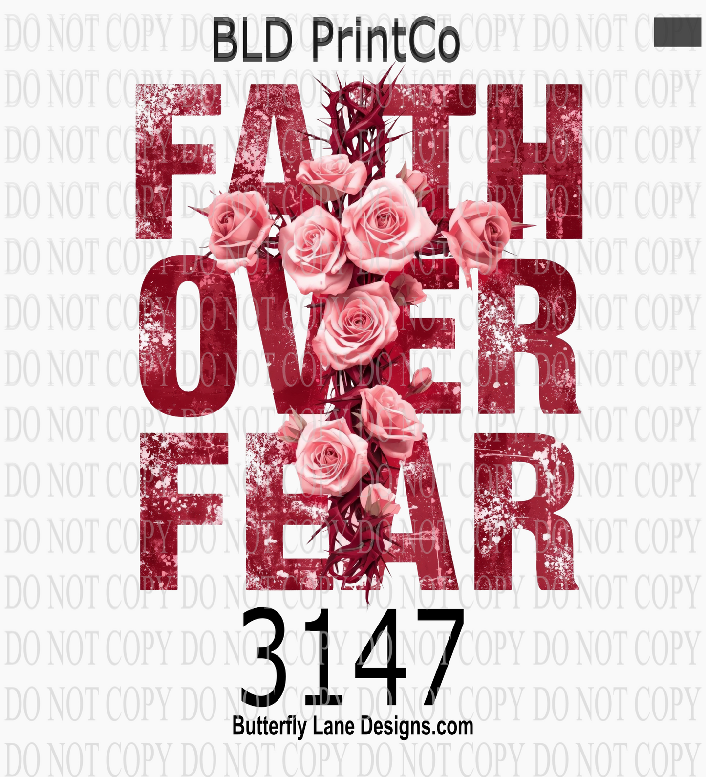 D3147 Faith over Fear- Red-Pink Roses