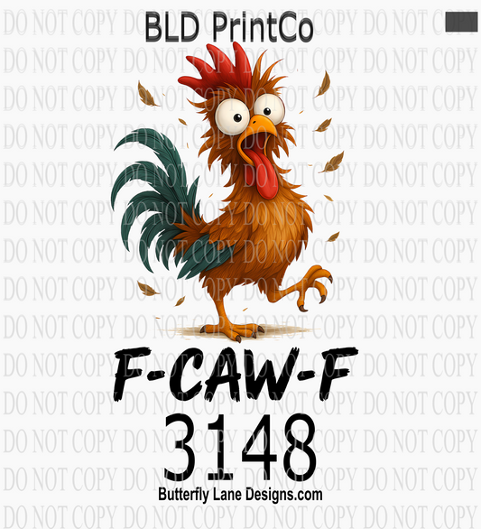 Crazy Rooster | F-CAW-F Funny Chicken & Flying Feathers | D3148