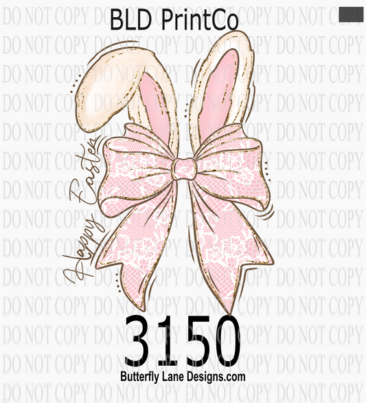 Easter Coquette | Pink Lace Bunny Ears & Bow | D3150
