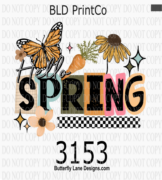 Retro Hello Spring | Butterfly & Carrot Garden | D3153