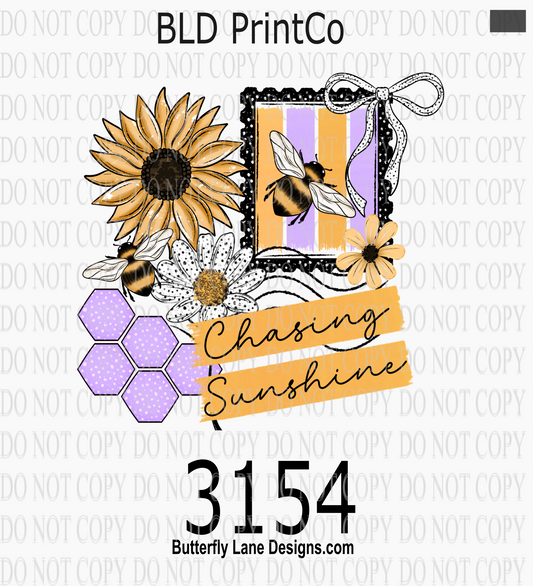 Chasing Sunshine | Honey Bee & Sunflower Coquette Postage Stamp | D3154