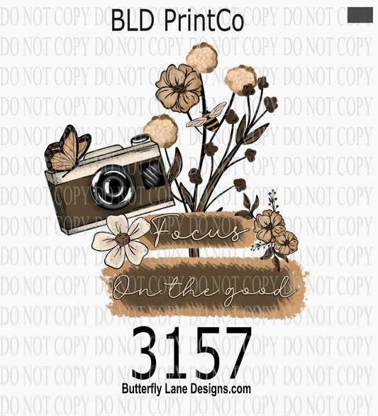 Focus On The Good | Retro Camera & Neutral Butterfly Botanical | D3157