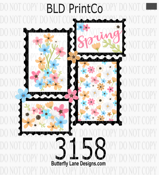 Spring Floral Postage Stamp Collage | Multi-Frame Wildflower Garden | D3158