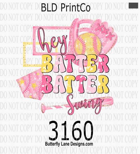 Hey Batter Batter Swing | Pink Softball Glove & Bat Spirit Wear | D3160