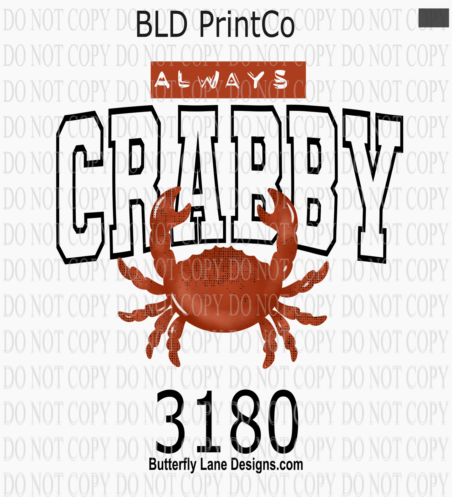 Retro Always Crabby | Sarcastic Coastal Varsity Crab Graphic | D3180