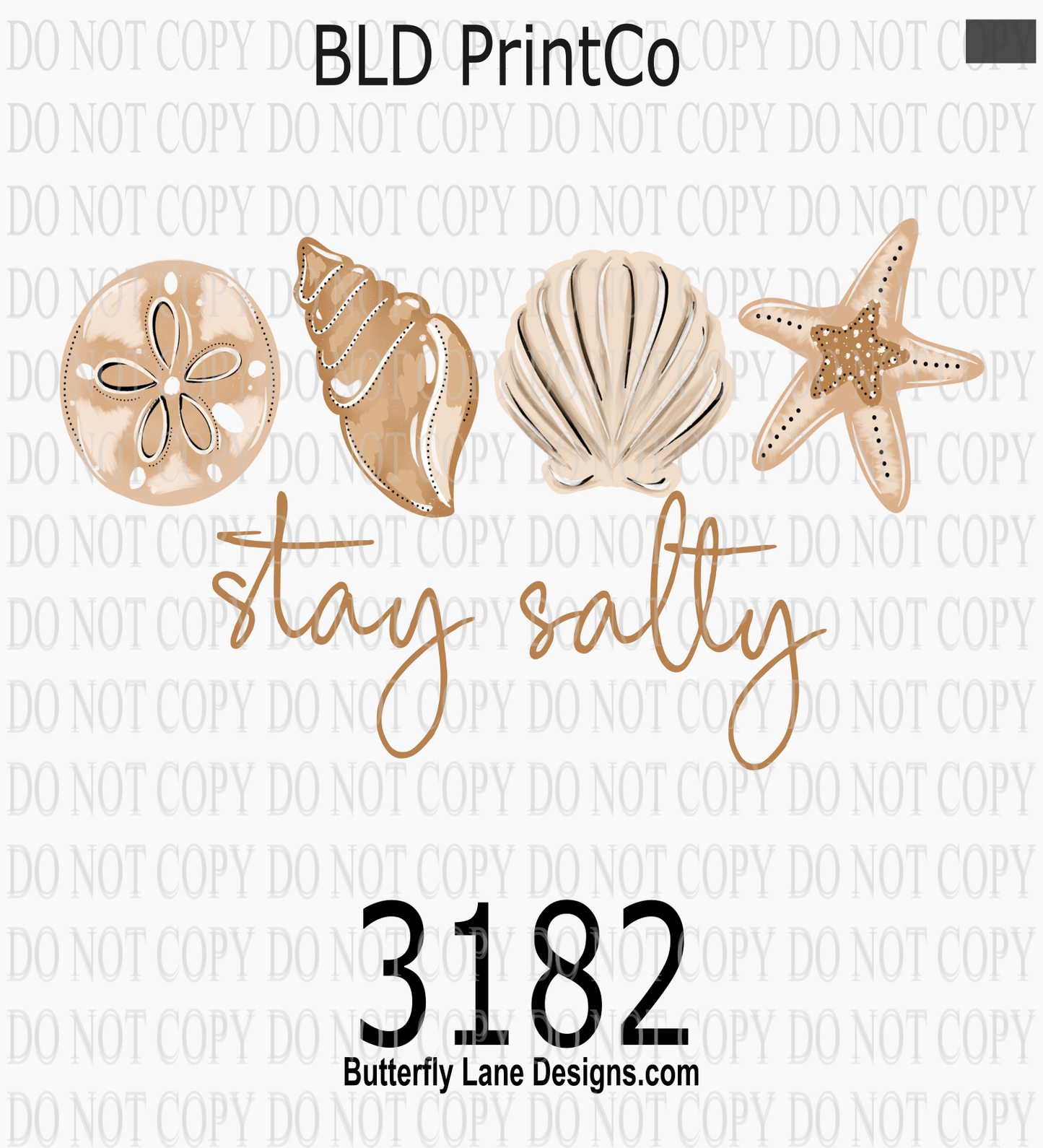 Retro Coastal | Stay Salty Seashells & Starfish Graphic | D3182