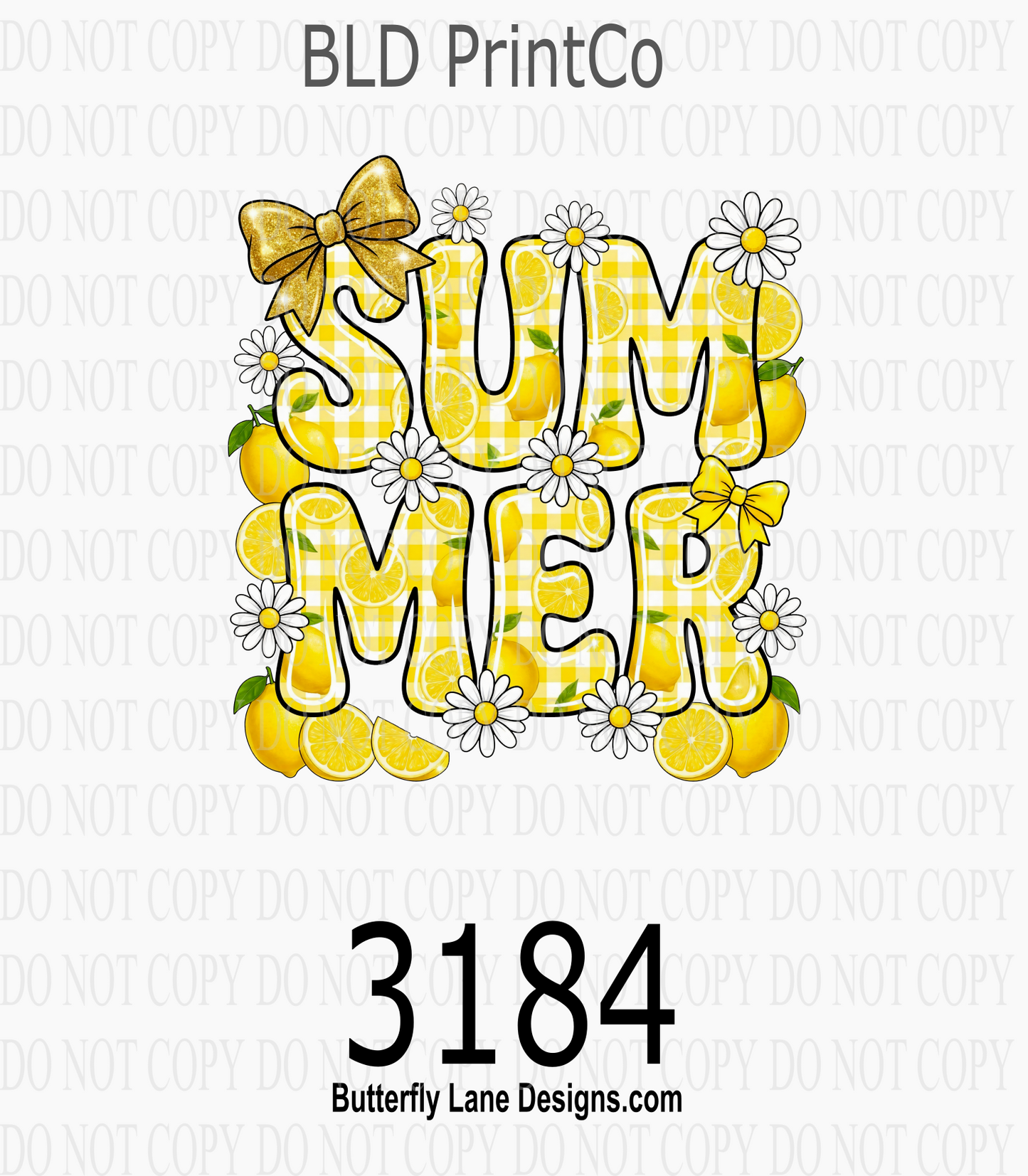 Summer Lemons | Yellow Gingham Daisy & Bow | D3184