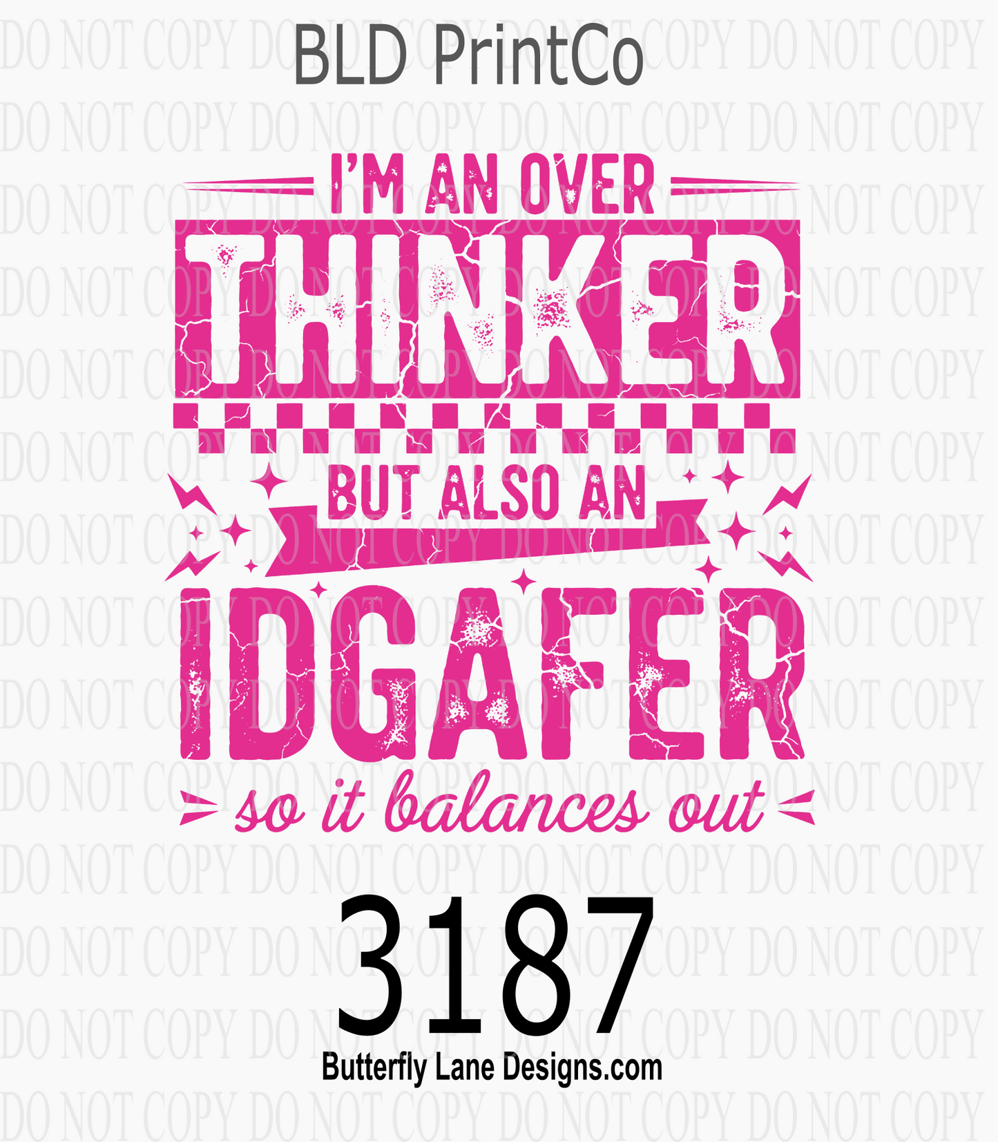 Overthinker IDGAFER | Hot Pink Retro Checkered | D3187