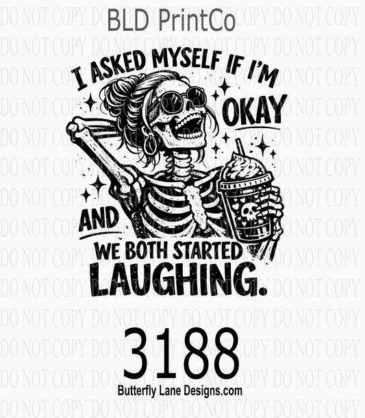 Sassy Skeleton Coffee | Retro I'm Okay Laughing | D3188