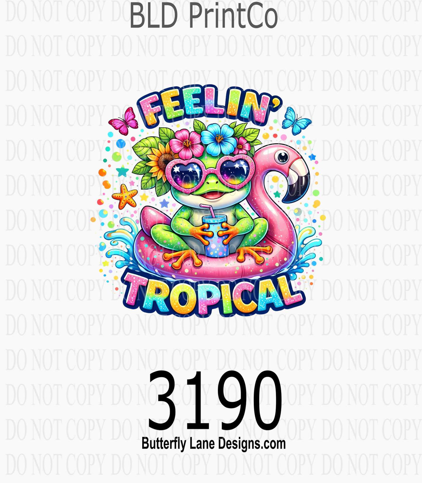 Feelin' Tropical | Frog on Flamingo Float | D3190