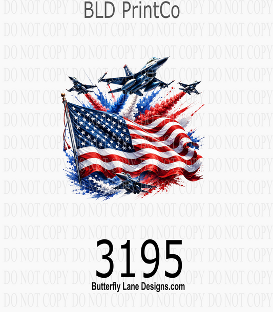 American Fighter Jets | Patriotic Flag | D3195