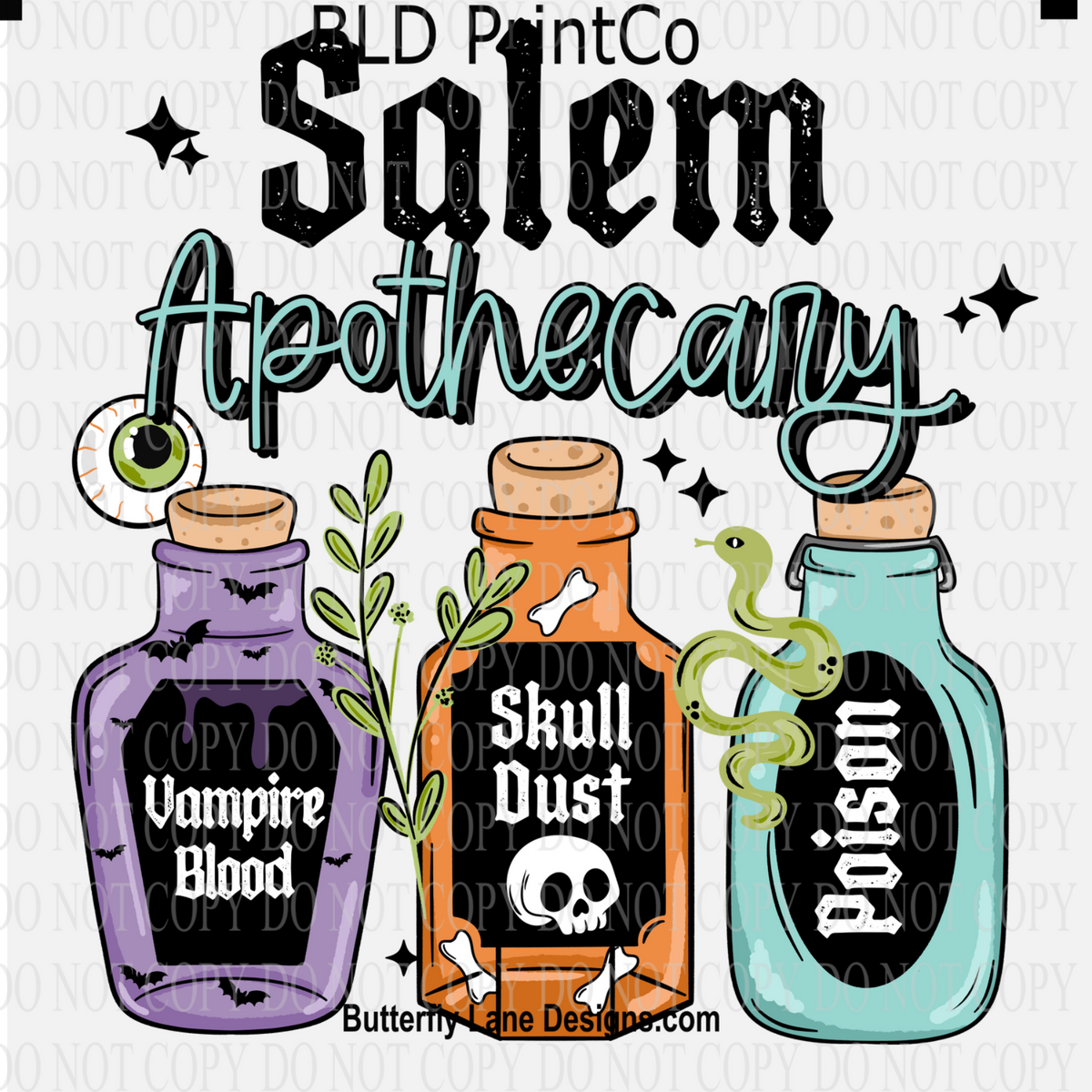 Salem Apothecary | Vampire Blood, Skull Dust & Poison Bottles-Black | D3232