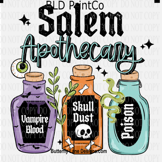 Salem Apothecary | Vampire Blood, Skull Dust & Poison Bottles-Black | D3232