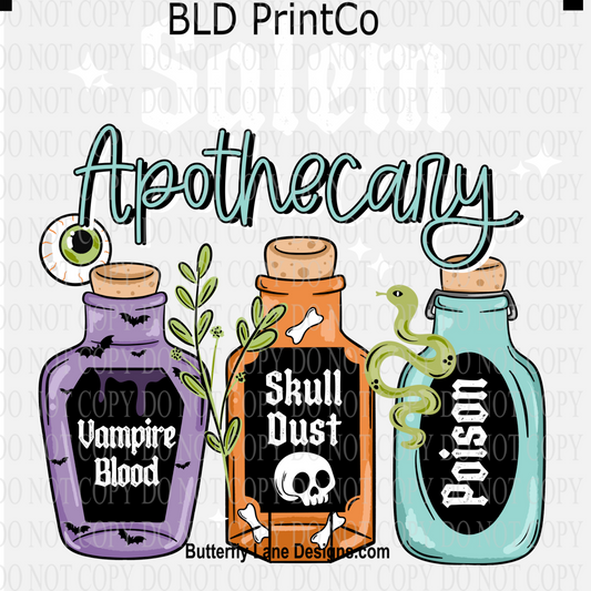 Salem Apothecary | Vampire Blood, Skull Dust & Poison Bottles-White| D3232