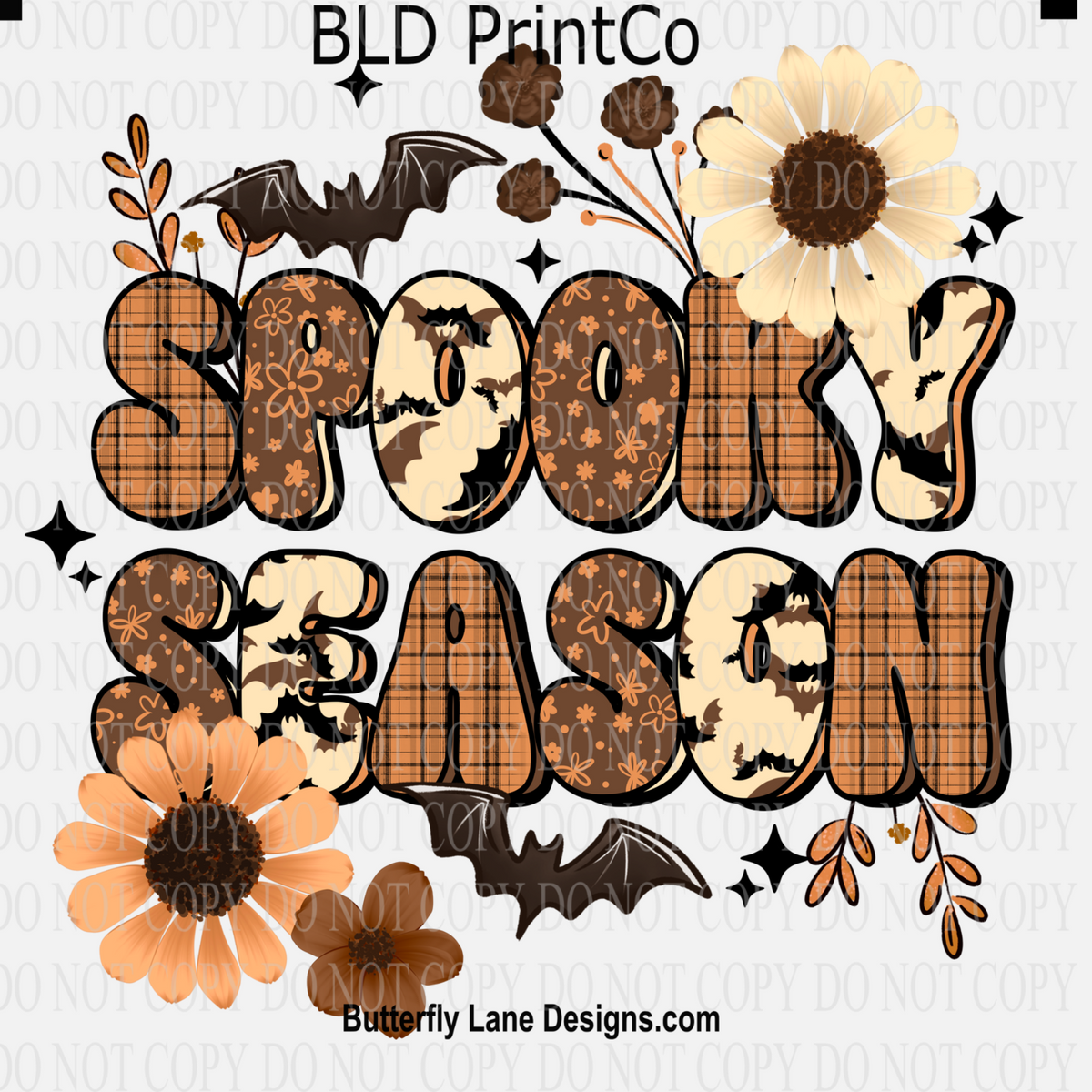 Retro Spooky Season | Plaid & Bats Decal D3234