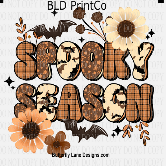 Retro Spooky Season | Plaid & Bats Decal D3234